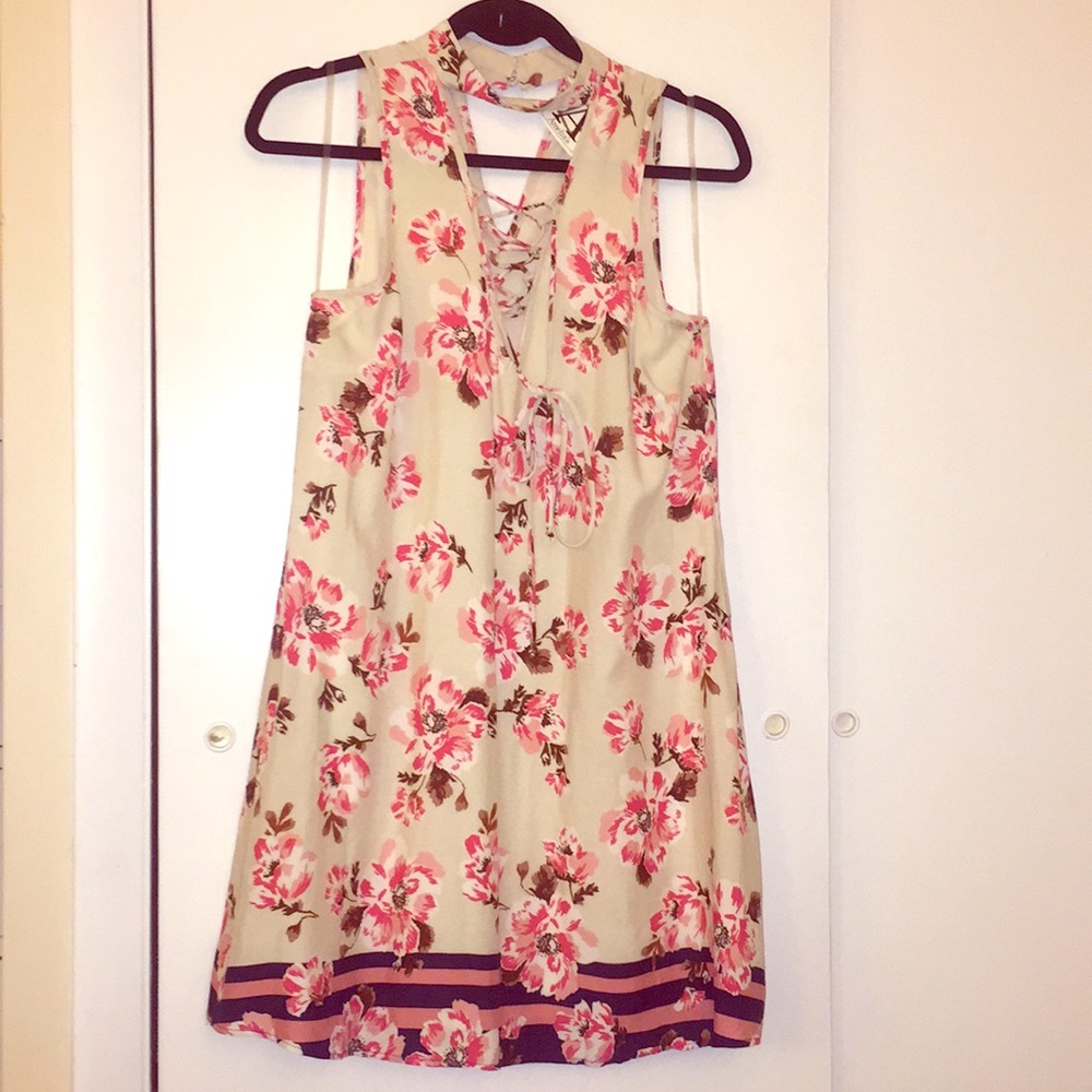 Pink and Navy Floral Dress